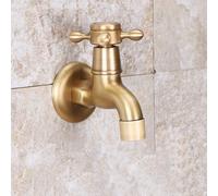 Water-Taps,Bathroom Mop Pool Faucet in-Wall Single Cold Small Tap Pure Copper Open Quickly Spool 4 O'Clock Nozzle Washing Hine Splash Proof Water-Tap 4 Points Brushed Brass,a,Small