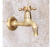 Water-Taps,Bathroom Mop Pool Faucet in-Wall Single Cold Small Tap Pure Copper Open Quickly Spool 4 O'Clock Nozzle Washing Hine Splash Proof Water-Tap 4 Points Brushed Brass,B,Large