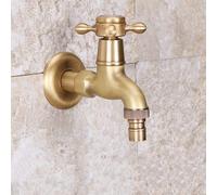 Water-Taps,Bathroom Mop Pool Faucet in-Wall Single Cold Small Tap Pure Copper Open Quickly Spool 4 O'Clock Nozzle Washing Hine Splash Proof Water-Tap 4 Points Brushed Brass,B,Mediu