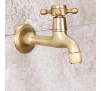 Water-Taps,Bathroom Mop Pool Faucet in-Wall Single Cold Small Tap Pure Copper Open Quickly Spool 4 O'Clock Nozzle Washing Hine Splash Proof Water-Tap 4 Points Brushed Brass,a,Large