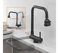 Water Taps,Faucets,Swing Window Kitchen Faucet, Sink,Extendable Threesome,Single Handle,304 Brushed Stainless Steel, Faucets/Black/a