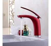 Water Taps,Faucets,The Basin Faucet Black Cold Heat Mixed Water Water-Tap Bathroom Heightening Above Counter Tap Mixer/Red/24Cm(Rosso,15Cm)