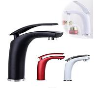 Water Taps,Faucets,The Basin Faucet Black Cold Heat Mixed Water Water-Tap Bathroom Heightening Above Counter Tap Mixer/Red/24Cm(Blanc,15Cm)