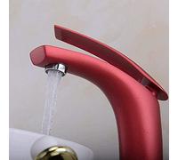 Water Taps,Faucets,The Basin Faucet Black Cold Heat Mixed Water Water-Tap Bathroom Heightening Above Counter Tap Mixer/Red/24Cm(Rosso,24Cm)