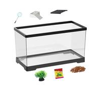 Water Turtle Tank, Tortoise Tank Habitat Terrarium with Bottom Drainage, PET, Ideal for Amphibians, Reptiles, Frogs, Crabs, Snakes, Tortoises, Geckos, and Hermit Crabs, 29x17.5x18cm