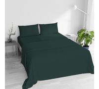 Water Washed Double Bed 4-Piece Bedding Set: Fitted Sheet 170 x 200 cm, Flat Sheet 240 x 270 cm, 2 Pillowcases - Petrol