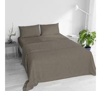 Water Washed Double Bed Bedding Set 4-Piece Set: Fitted Sheet 170 x 200 cm, Flat Flat Sheet 240 x 270 cm, 2 Pillowcases - Hazelnut