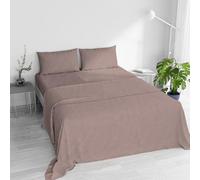 Water Washed Double Bed Bedding Set 4-Piece Set: Fitted Sheet 170 x 200 cm, Flat Sheet 240 x 270 cm, 2 Pillowcases - Dusky Pink
