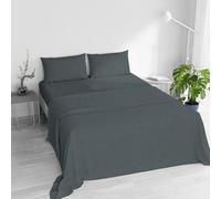 Water Washed Double Bed Bedding Set 4-Piece Set: Fitted Sheet 170 x 200 cm, Flat Sheet 240 x 270 cm, 2 Pillowcases - Sage