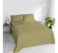 Water Washed Double Bed Bedding Set, 4-Piece Set: Fitted Sheet 170 x 200 cm, Flat Sheet 240 x 270 cm, 2 Pillowcases - Ochre
