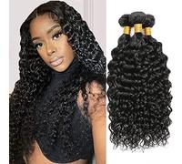 Water Wave Bundles 100% Unprocessed Brazilian Virgin Hair Bundles (10 12 14 Inch) Wet and Wavy 3 Bundles Human Hair Extensions for Black Women Natural Color