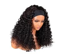 Water Wave Headband Wig Kinky Curly Headband Wigs 180% Density Wear to Go 12-24 Inches Brazilian Human Hair Glueless Wig For Women (14 Inch)