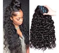 Water Wave Human Hair Bundles Brazilian Virgin Hair Curly Bundles Short Curly Weave Bundles Human Hair Natural Color Can be Dyed 3 Bundles Total 300g 16 16 16 Inch