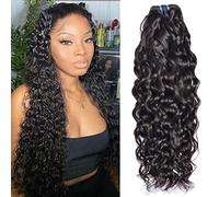 Water Wave Human Hair Bundles Short Brazilian Virgin Hair Bundles Curly Weave Bundles Human Hair Wet and Wavy Bundles Natural Black Color Can be Dyed Single Bundle 100g 12 Inch