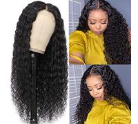 Water Wave Lace Front Wigs Human Hair HD Transparent 4x4 Closure Wigs Wet Wavy Curly Lace Closure Human Hair Wigs Brazilian Curly Wigs for Black Women Pre Plucked with Baby Hair 150% Density 26Inch