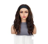 Water Wave Medium Length Wig 40cm Curly Hair with Silk Headband Multiple Colors & Leopard Print Adjustable Fit(Deep brown6/30#)