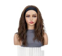 Water Wave Medium Length Wig 40cm Curly Hair with Silk Headband Multiple Colors & Leopard Print Adjustable Fit(Light brown Leopard-27/33#)