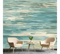 Water Wave Pattern Wallpaper, Lake Reflection Green Wallpapers, Water Ripple Natural Landscape Wall Decals, Full HD Wall Stickers for Zen Space Meditation Room 59" W x 39" H &A4465