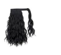 Water Wave Ponytail Hair Extension 30cm Clip-in Synthetic Hair - Wrap-around Strap with Comb for Secure Hold, Multiple Colors for Date Party Everyday Use(Jet Black1B#)
