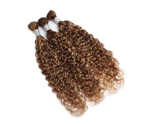 Water Wave Weave Highlight Bundles Human Hair Brown Hair Highlighted Honey Blonde Human Hair Bundles 1 3 4 Pcs Colored Weaves(8 8 8)