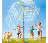 Water Windmill, Windmill Water Sprinkler, 360° Spinning Splash Water Toy with 3 Blades & 27 Nozzles, Automatic Rotating Water Toys, Water Sprinkler Outdoor Yard Toy for Boys Girls Dogs
