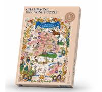 Wine Puzzle Champagne - Exciting and educational jigsaw 1000 piece puzzle for adults - Unique Hand-drawn puzzle map of Champagne