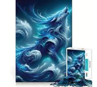 Water Wolf Adults 1000 Pieces Puzzle Mental Fun Game Advanced Laser Cutting Tech Amusing Challenge for Waiting Time (50x75cm)