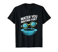 Water You Waiting for Swimming Goggles Pool Ripple Value Graphic T-Shirt, Men, Black, M