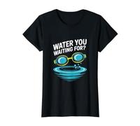 Water You Waiting for Swimming Goggles Pool Ripple Value Graphic T-Shirt, Women, Black, XL
