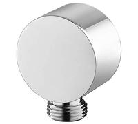 watera Wall Supply Elbow,Brass Round Wall Mount Shower Hose Connector Accessories G1/2Inch Water Outlet for Shower-Silver