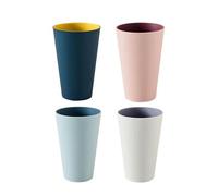 Wateralone 4 Pcs Plastic Bathroom Cup Bathroom Tumbler Cup Eco-Friendly Drinking Cup Multi-Purpose Tooth-Brushing Cup Durable Mouthwash Cup, BPA-Free, Bicolor, For Teenager Children Adults