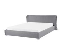 Beliani Fabric Eu King Size Waterbed Grey Paris