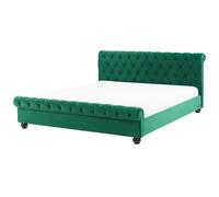 Beliani Waterbed Velvet Avallon 180 X 200 Cm (Eu Super King) Emerald Green