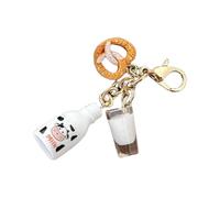 WATERBELINE Adorable Milk Bread Charm Keychain Handmade Hanging Decoration Accessory for Coin Purse Journal Bag Ornament