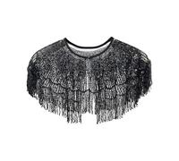 WATERBELINE Elegant Heavy Work Embroidered Sequins Wrap With Detachable Decoration Trim For Evening Parties And Dance Incidents