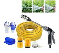 Waterblitz High Pressure Water Gun from A Bucket, Fits Almost Any Garden Hose, with 360° Rotating for Three Spray Modes, Various Spray Effects, for Lawn & Garden (1set+5m Telescopic Water Hose)