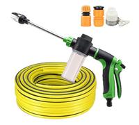 Waterblitz Pressure Washer, Water Blitz High-Pressure Nozzle with 5m Round Tube, Foam Pot and 3 Types of connectors, Turn Any Hose Into a HighPressure Water Jet for Car, Garden (Green)