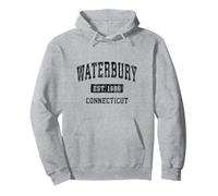 Waterbury Connecticut CT Vintage Sports Design Black Design Pullover Hoodie