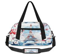 Waterclolor Eiffel Tower Cherry Blossom Kids Travel Duffle Bag Weekender Overnight Bag for Boy Girls Carry On Travel Bag Workout Duffel Bag