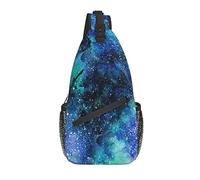 Waterclor Universe Blue Nebula Galaxy Cross Chest Bag Diagonally Sling Backpack Crossbody Shoulder Bag Travel Hiking Daypacks for Men Women