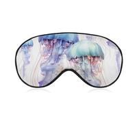 Watercolor 3D Jellyfish Sleep Mask Eye Mask Eye Masks for Sleep Sleep Masks for Women Men Travel Eye Mask Adjustable Sleeping Mask Sleep Mask Blackout Cute Sleep Mask