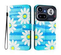 Watercolor 3D Painted Nothing Phone 4A Pro Leather Case, Cute Flip Wallet Cover with Card Slots, Unique Art Phone Cover for Nothing Phone 4A Pro.(Blue Daisy)