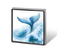 Watercolor A Whale Tail Soft Blue Wave Unisex Brooches & Pins Square Lightweight Lapel Badge Jewelry for Clothing Shawl Hat