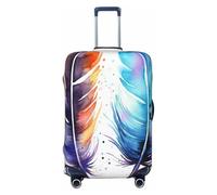 Watercolor Abstract Art Animal Feather Luggage Suitcase Covers Elastic Washable Travel Luggage Protector Anti Scratch Travel Suitcase Protective Cover For Kid And Adult, Fits 18-32 Inch Luggage, Black