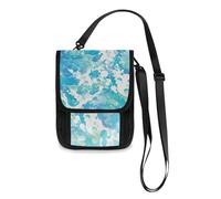 Watercolor Abstract Blue Liquid Travel Wallet Passport Holder Travel Wallet Organizer Slim Lightweight Crossbody Bag with Adjustable Strap