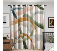 Watercolor Abstract Curtains Blackout, 66x72 Inch 2 Panels - Modern Line Art Pattern Black Out Curtains, Home Decor, 72 Drop Eyelet Window Drapes for Bedroom, Living Room A&BJ151