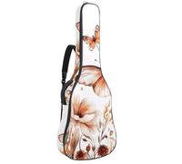 Watercolor Abstract Flowers Plants Butterfly and Dragonfly Acoustic Guitar Bag, Guitar Case Gig Bag 40 41 42 inch with Dual Adjustable Shoulder Strap and Back Hanger Loop