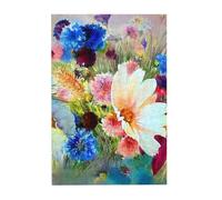 Watercolor Abstract Flowers Prints Wooden Jigsaw Puzzle 300-Piece in Plastic Box, 26x38 CM Eco-Friendly Educational Puzzle for Family Fun & Adult Relaxation