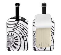 Watercolor Abstract Piano Keys,Luggage Tags Pu Leather Name Tag Travel Suitcase Identifier ID Tags Durable Baggage Label 2 pcs