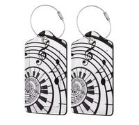 Watercolor Abstract Piano Keys,Luggage Tags Pu Leather Name Tag Travel Suitcase Identifier ID Tags Durable Luggage Label 2 pcs